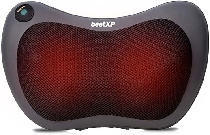 beatXP Deep Heal Pillow Shiatsua Infrared Heat Therapy Massager with 3 Mode Settings Deep Tissue Massager for Shoulder Neck and Back Pain Relief with Corded Electric