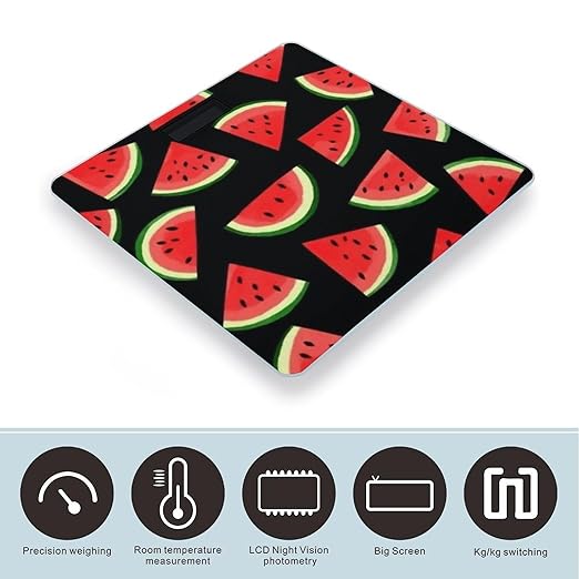 Women's Fashion Automatic Switch Digital Bathroom Weighing Scale Smart Scale Red Watermelon Black