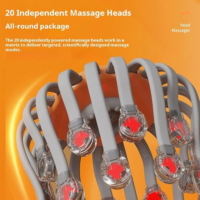 Head Massager for Migraine Relief with MusicThe Vibra CalmHeadache Massager for Migraines with 20 Vibrating PointsElectric Head Massager ScalpScalp Massager ToolStress Relax(OrangeUpgraded)