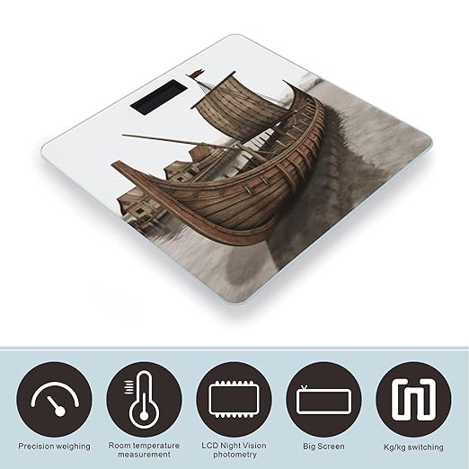 Old Viking Boat Weight ScaleClear LED Display Bathroom Digital Weighing ScaleTempered Glass Digital Bathroom Scale for Body Weight Capacity Up to 400 Lbs