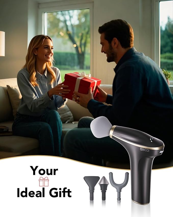 SKG Mini Massage Gun Deep Tissue for Women Men FSA and HSA Eligible Birthday Gift for Women Men 10mm Portable Percussion Massage Gun with Carry Bag Handheld Muscle Massager for Pain Relief FS700