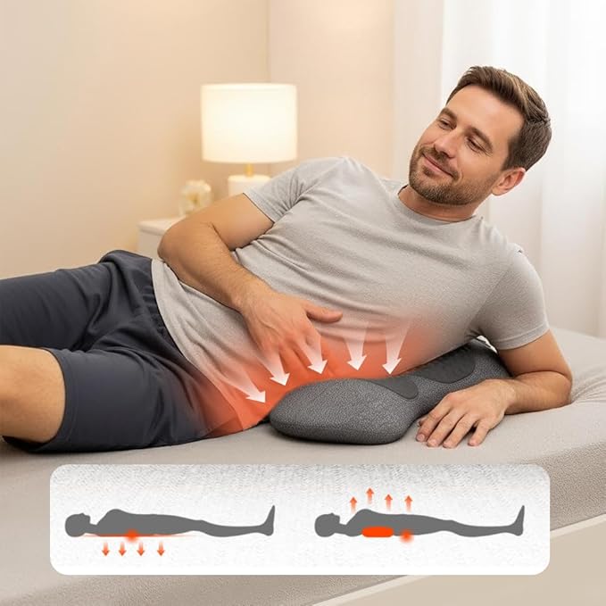 3-in-1 Electric Back Massager with Vibration &amp Traction: Smooth Spine Triple Fusion Back Massager Pillow - Stress Relief for Home Office and Travel (Dark Gray)