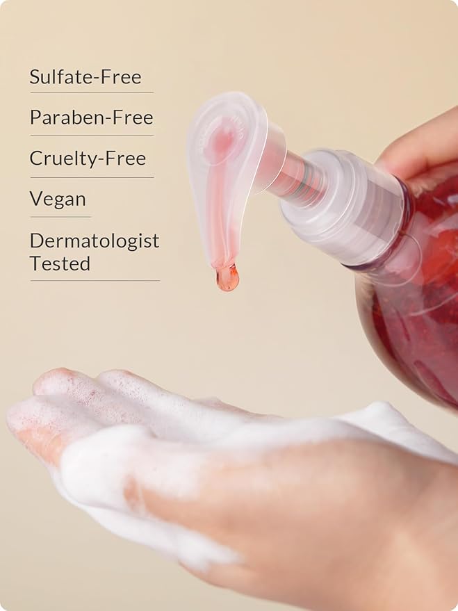 Kustie Pomegranate Body Wash – Jam Texture Exfoliating Shower Gel with Real Strawberry Seeds &amp Niacinamide Moisturizing Cleanser for Dry &amp Sensitive Skin Long-Lasting Fruity-Floral Scent 19