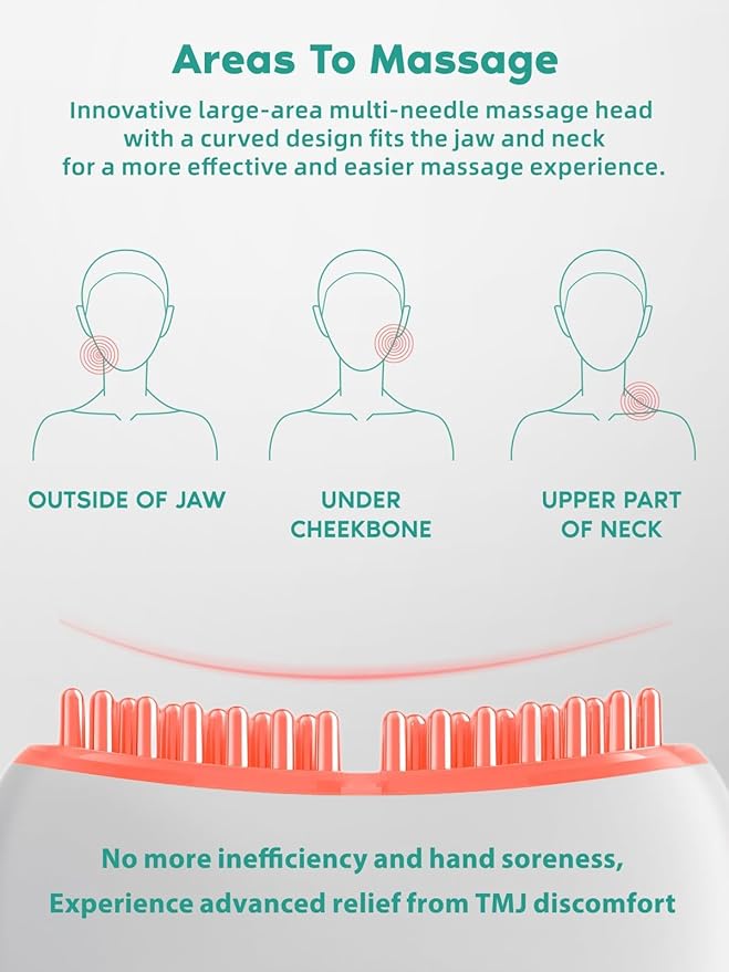 TMJ Relief Products Jaw TMJ Relief Massager Vibration and Heating Ergonomic Multi-Needle Design TMJ Massage Tool Effective Jaw &amp Neck Pain Grinding and Clenching Teeth Relief White