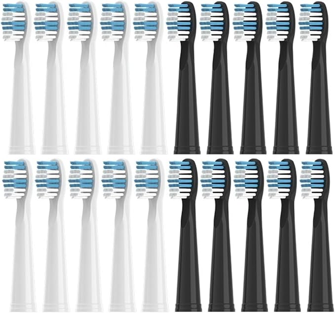 Replacement Brush Heads Compatible for Electric Toothbrushes E1-9/SG2303/SG575 Vacuum Packing(10white10black)