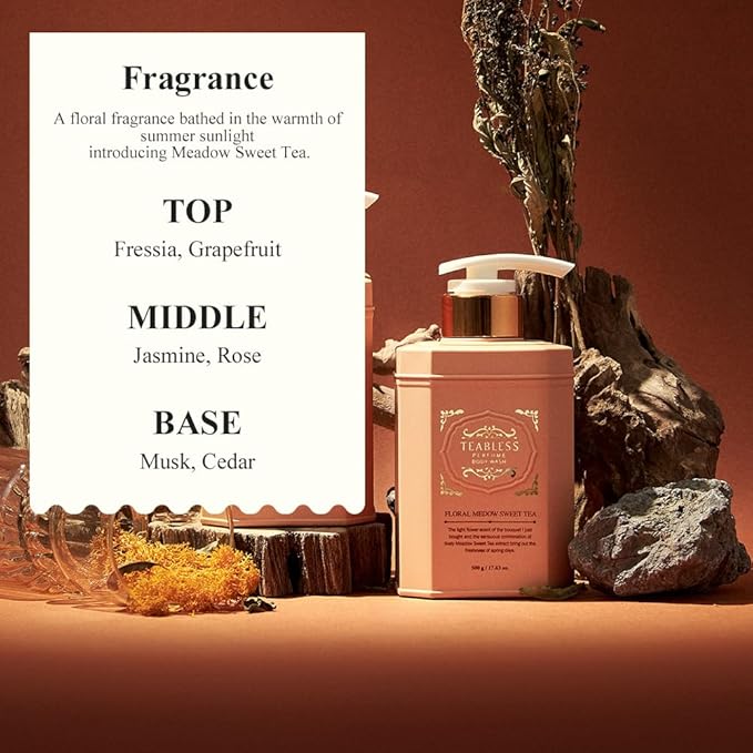 Floral Meadow Sweet Tea Perfumed Body Lotion &amp Body Wash Duo Set Dry Skin &amp Sensitive Skin Daily Hydrating Moisturizer &amp Shower Gel Non-Greasy Jasmine Scent Korean Skin Care