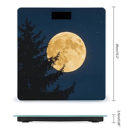 Full Moon Weight ScaleClear LED Display Bathroom Digital Weighing ScaleTempered Glass Digital Bathroom Scale for Body Weight Capacity Up to 400 Lbs