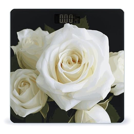 White Rose Bathroom ScaleHighly Accurate Digital Weighing Machine for People Bright LED Display Weight Scale for The Aldult Home Use