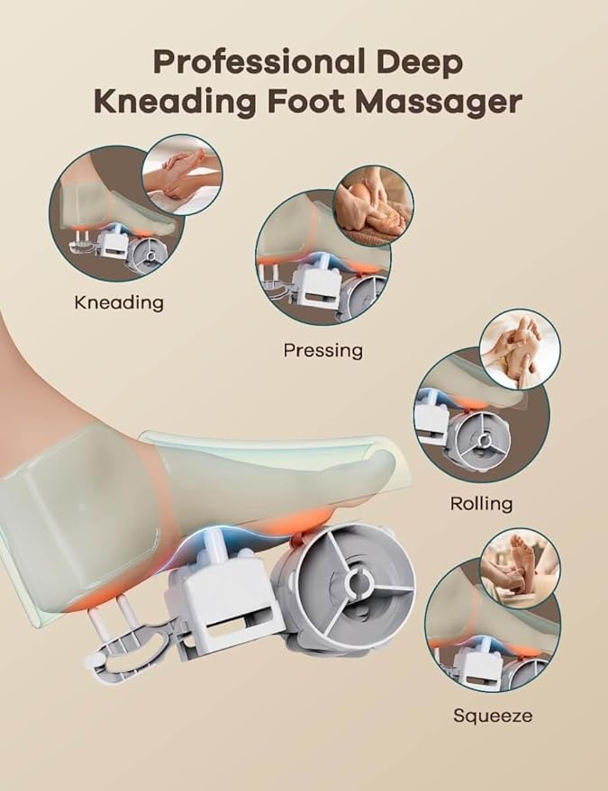 WELOV Foot Massager Machine with Deep-Kneading with 5 Level Foot Massager for Neuropathy Compression Shiatsu Heat for Plantar Fasciitis Fits Feet Up to Size 12 Suitable for Christmas Gifts