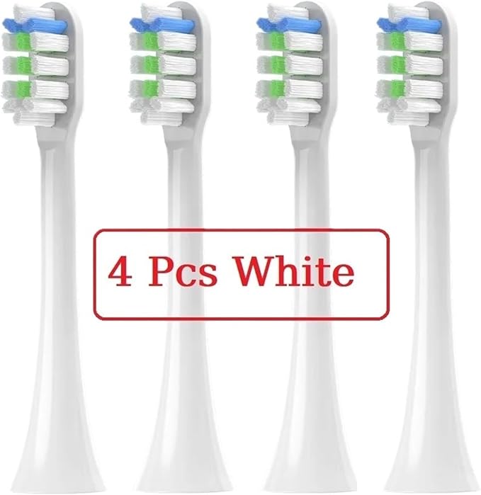 4 Pcs Replacement Brush Heads Compatible for V1/X1/X3/X5/X3U/X3PRO/v1/v2 Electric Toothbrush(4 Pcs White)