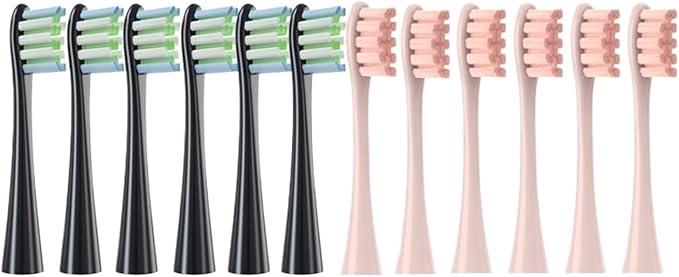 4/12PCSCompatible for Oclean Toothbrush Head for X/X Pro/Z1/F1/One/Air 2/SE Electric Sonic(12PCS-Black-Pink)