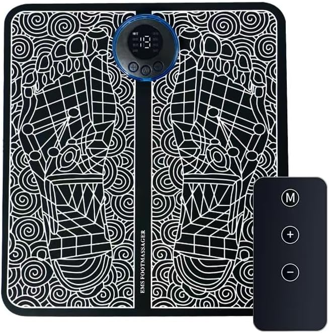 EMS Foot Massager Mat with Remote Control USB Rechargeable 8 Massage Modes 19 Intensity Levels Muscle Stimulator