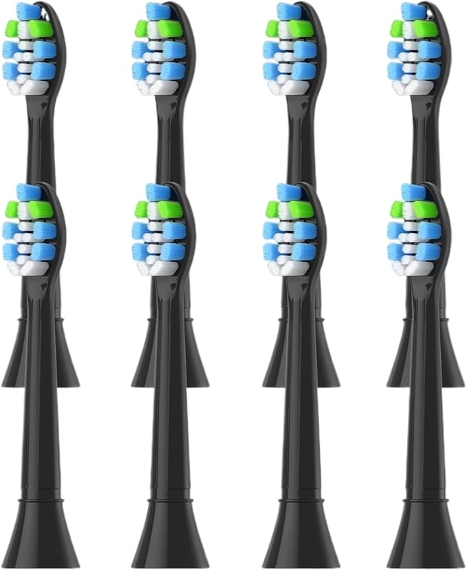 4-16Pack Replacement Toothbrush Heads Compatible for Philips Sonicare Electric Tooth Brush Refill(8pcs Black)