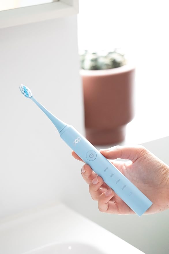 Pop Sonic Pro 2.0 Electric Toothbrush (Blue) Rechargeable Sonic Toothbrush with 45000 Vibrations Per Minute &amp 4 Cleaning Modes for Adults &amp Kids with Long Lasting Dupont Nylon Bristles
