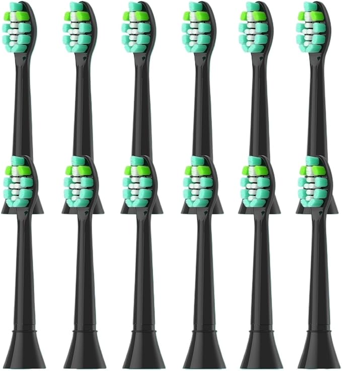 4-16pcs Replacement Toothbrush HeadsCompatible for Phillips Sonicare Electric HandlesSoft Bristles(12pcs Black)