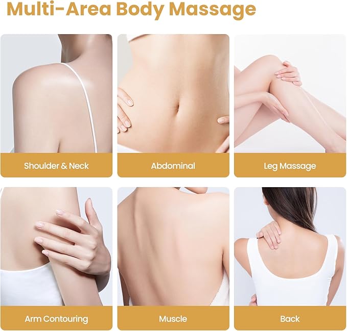 Electric Body Massager for Relaxation Gentle Vibration &amp Warming Massage with Smooth Edge Glide Design for Legs Arms &amp Abdomen Home Wellness Tool White/Beige