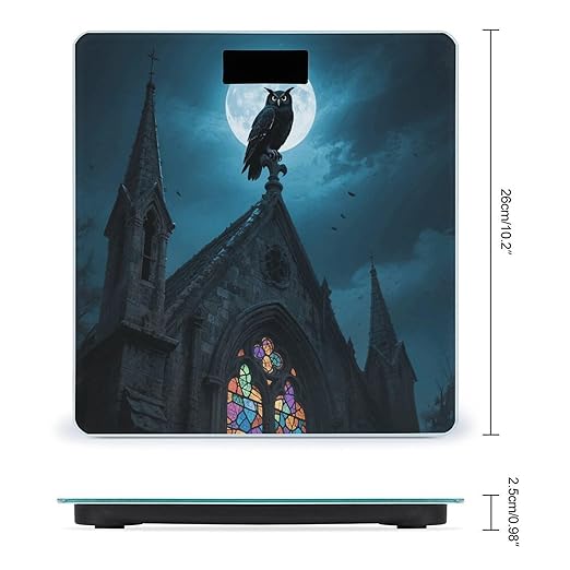 Black Owl on Church Weight Scale Large Digital Bathroom Scales with Bright LED Display Non Slip Digital Scale and Step On Fashion Weighing Machine for Body