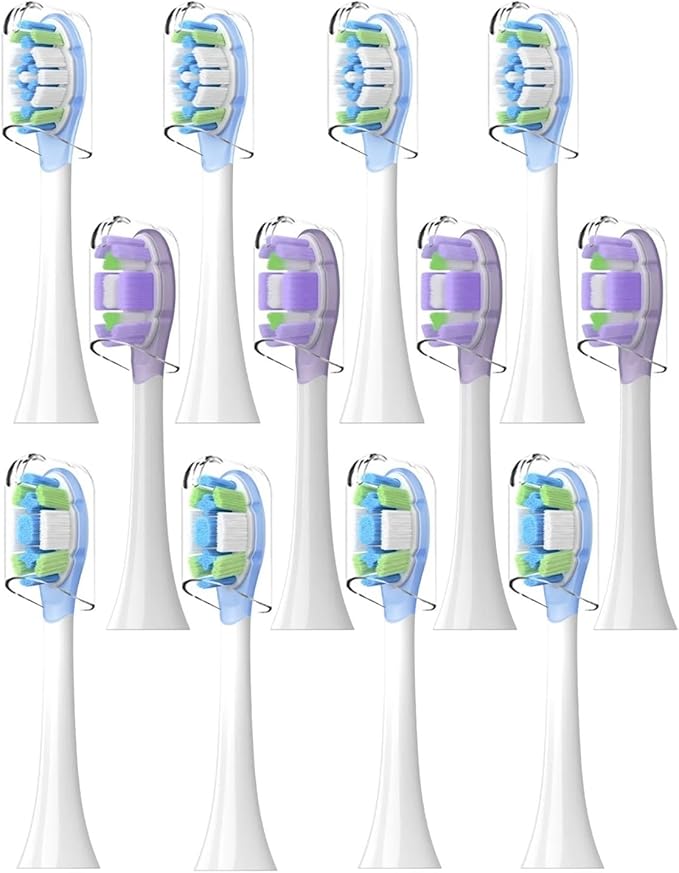 12PCS Replacement Brush HeadsCompatible for Oscillation Electric Toothbrush Pro MES610 MES609 Head Soft Bristle(Green)