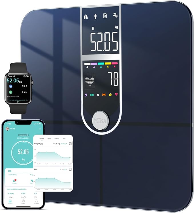 Smart Scales for Body Weight Dual Screen Display Digital Bathroom Scale High Accuracy Analyze 17 Body Composition Metrics Weight Watchers Scale for Body Weight Fat