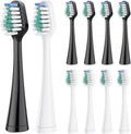 Replacement Toothbrush Heads ForCompatible for Waterpik Electric Adult Oral Hygiene Clean Dental Center Bristle Soft Nozzles(10pcs Black White gr)