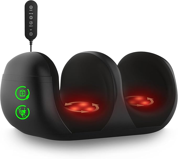 Foot Massager Shiatsu Foot Massager with Heat Rechargeable Calf Massager Massage Calf Deep Kneading Massage for Home and Office Gifts for Women Men Dad Mom