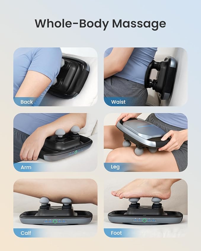 RENPHO Massage Gun Deep Tissue Handheld Neck Massager with Replaceable 4-Head and Plate Muscle Percussion Massage Tool for Neck Back Back Massager for Women Men Quad HSA Approved