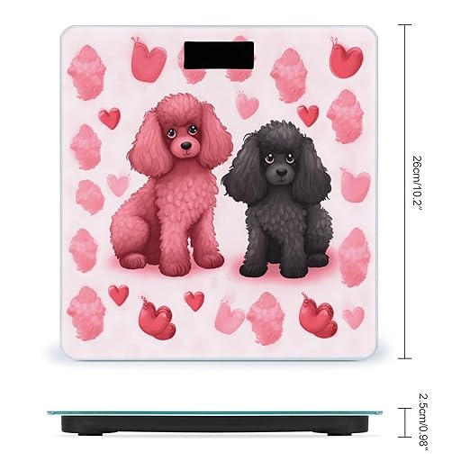 Pink Poodles Dogs Scale for Body Weight Sturdy Tempered Glass Weighing Scales with LCD Display Accurate Digital Bathroom Scale Convenient Body Fat Smart Scales 400lb