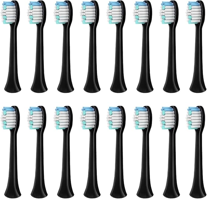 Electric Toothbrush HeadsCompatibility for S100 S200 S600 S700 S800 S900 S710 S820 S910 Alfawise Digoo DG-YS11(Black 16pcs)