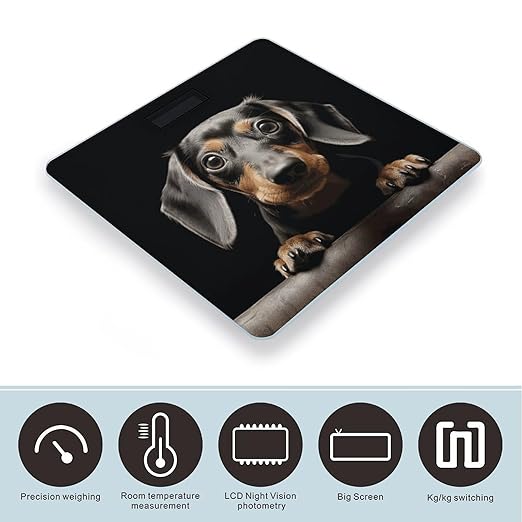 Digital Bathroom Scale for Body Weight Scale with Bright LCD Display High Accuracy Step-On Technology Auto On/Off Pad Dachshund Digital Scales 400 Lbs /180kg