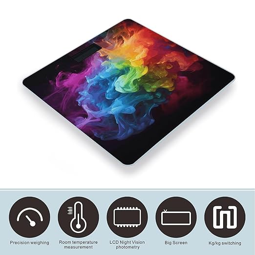 Rainbow SmokeScale for Body Weight with LCD High Precision Weighing Scales Fashion Sturdy Tempered Glass Weight Scales Easy-to-Read Digital Bathroom Scale for Daily 400lb