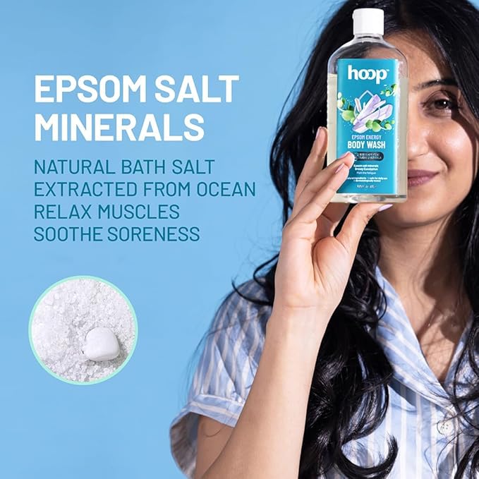 hoop Epsom Body Wash | Epsom Salt Infused Body Wash for Shower Hand &amp Foot Soak Workout Recovery Bath Salt Relaxation Skin Feet Lavender | 300 ml