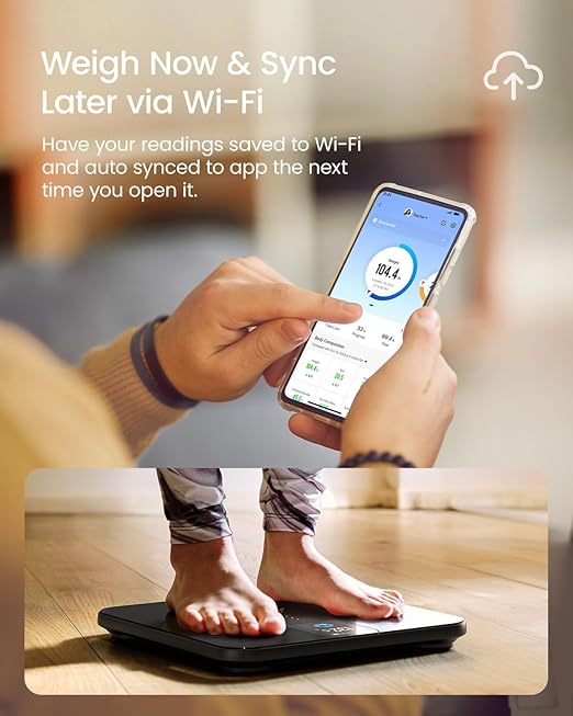 RENPHO Smart Scale for Body Weight Fat Digital Bathroom Scale with Color Display Wi-Fi &amp Bluetooth Fitness Equipment for BMI Muscle Mass Composition Rechargeable Elis Nova