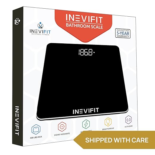 INEVIFIT Bathroom Scale Highly Accurate Digital Bathroom Body Scale Precisely Measures Weight up to 400 lbs