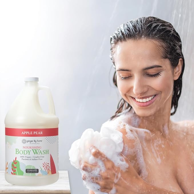 Ginger Lily Farms Botanicals Nourishing Body Wash 100% Vegan &amp Cruelty-Free Apple Pear Scent 1 Gallon (Pack of 4)