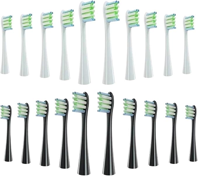Brush Head Replacement Compatible for Oclean Electric Toothbrush Soft Bristle X/X PRO/ Z1 Brushes Replaceable(10 White 10 Black)