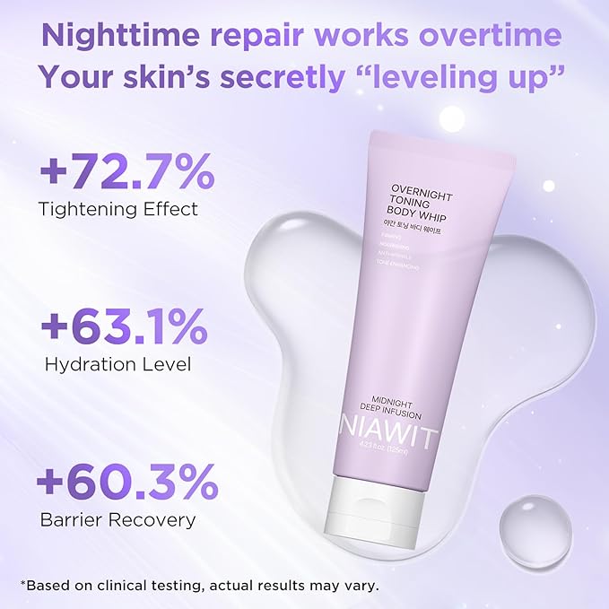Overnight Toning Body Whip – For Loose Crepey Skin on Arms Thighs &amp Belly | Firming Moisturizing &amp Anti-Wrinkle Night Cream to Improve Tone While You Sleep All Skin Types