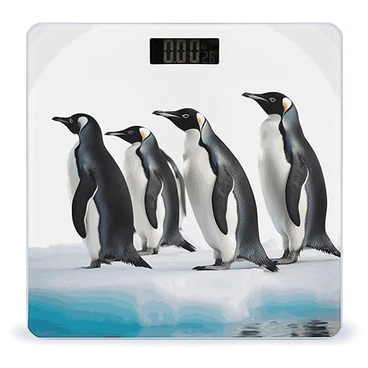 Penguins Scale for Body Weight Anti-Slip Digital Bathroom Scale Sturdy Toughened Glass Weighing Scales High Precision Safe Rounded Corners Smart Scales