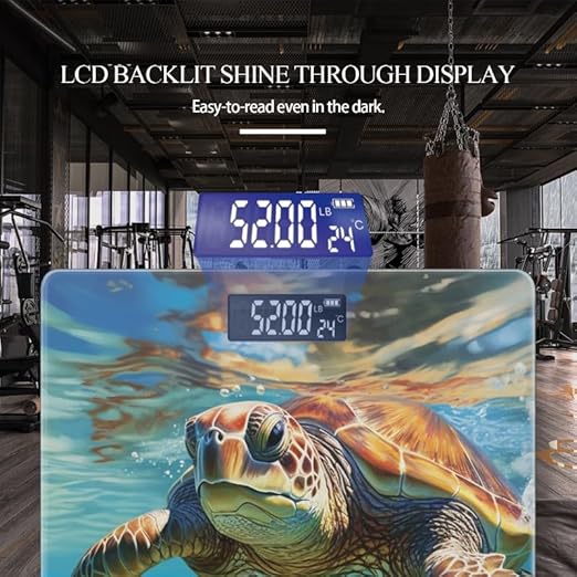 Digital Scale for Body Weight Highly Precision Bathroom Weight Scale 400 lbs with Backlit Display Personalized Scale for Home-Majestic Sea Turtle Swimming in The Clear Blue Ocean