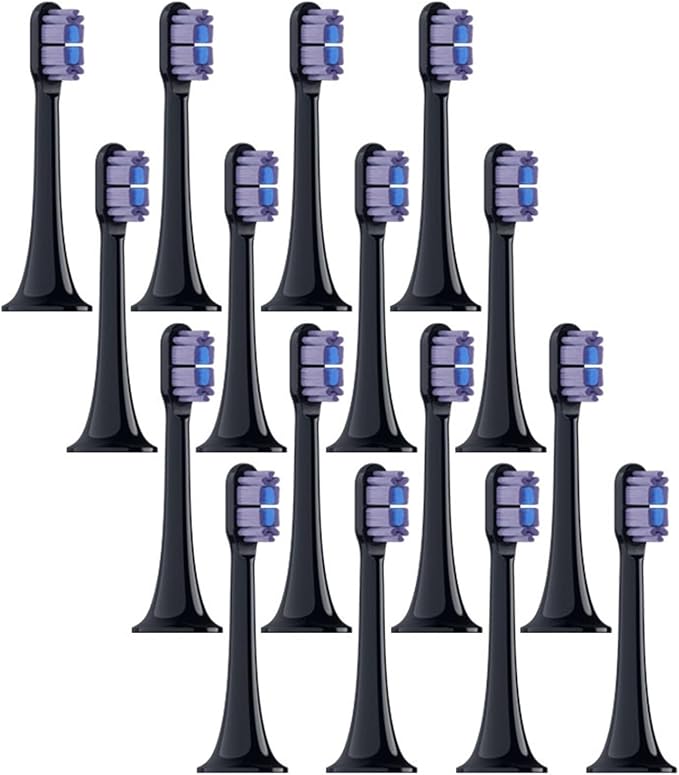4/8/12/16PCS Compatible for XIAOMI MIJIA T700 Replacement Toothbrush Heads Sonic Electric Vacuum DuPon Soft Bristle Brush(Black purple-16pcs)
