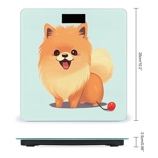 Cartoon Pomeranian Dog Bathroom Scale for Body Weight LCD Display Digital Bathroom Scale Tempered Glass Bathroom Weight Scales Fashion Smart Scales for Home Bedroom 400 Lb