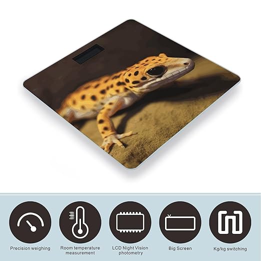 Leopard Little Gecko Weight Scale Digital Electronic Scales Bathroom Scale Larg LCD Backlight Display High Precision MeasurementsTempered Glass