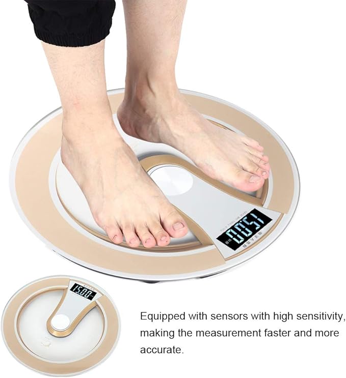 Sonew Digital Weight Scal Round Intelligent Electric Digital Weight Body LCD Display Scale High Scale(Gold)