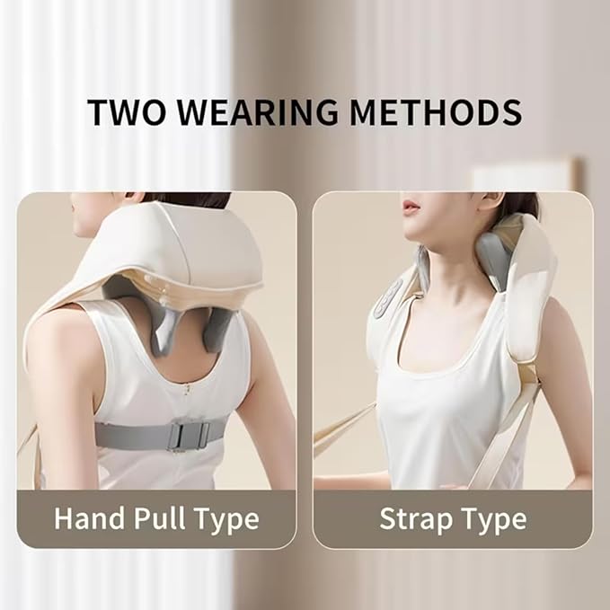 Shoulder Massager Portable Rechargeable 6D Shiatsu Neck and Shoulder Massager with Heat Deep Tissue Back Massager for Pain Relief &amp Relaxation (Ivory White)