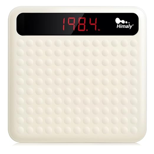 himaly Digital Body Weight Scale Bathroom Scale Step-On Technology High Precision Measurements Scales with Large Non Slip Silicone Platform and LCD Digital Display 400lbs/180kg Capacity White