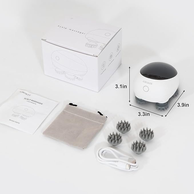 Electric Scalp Massager Portable Head Stress RelaxIPX7 Waterproof Rechargeable Head Massager Scalp Stress Relax Body for Deep Cleansing Relief Hair Growth (Black)