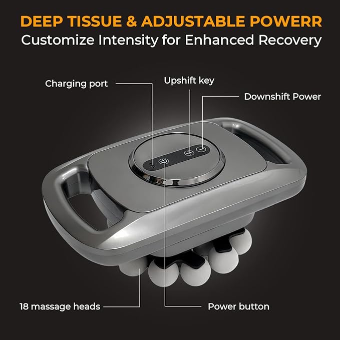 Equine Recovery Pro 18-Head Massage Gun – Deep Tissue Percussion Massager for Horses 20mm Amplitude Dual Red Light &amp Heat Therapy Ultra-Quiet 20-30dB Enhances Flexibility &amp Wellness