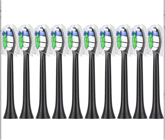 10PCS Brush Heads Compatible for Philips H X3/6/8/9 Series Toothbrush Vacuum Packaged Replacement Toothbrushes(10PCS-W2-black)