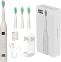 Electric Toothbrush Kit Ultra Portable &amp Lightweight with 5 Cleaning Modes 1 Year Supply of Brush Heads Rechargeable Battery Mirror Mount &amp Travel Cap Included (White)