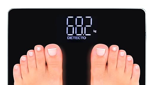 DETECTO Digital Bathroom Scale Hidden Display When Off Highly Accurate Wide Platform Easy-to-Read Display 450 lb High Capacity Includes Batteries