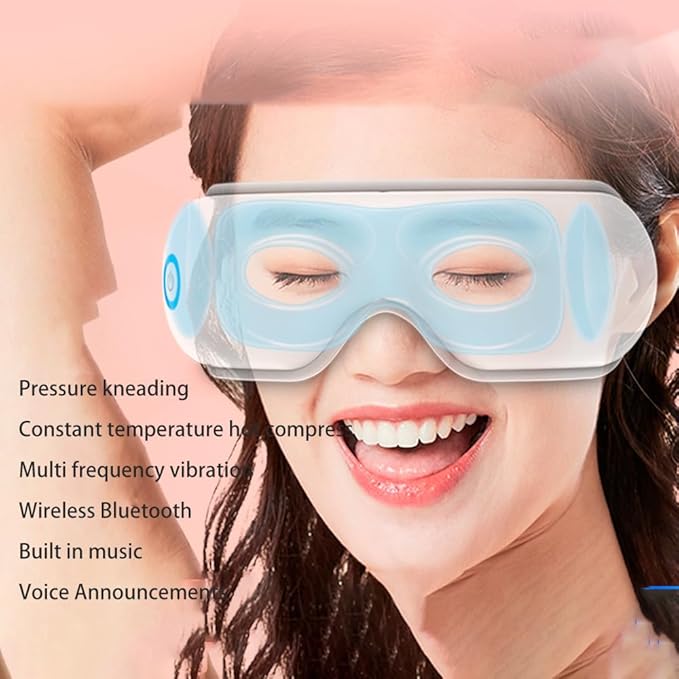 ME JO Eye Massager with Heat and Cooling – Eye Strain Relief – Birthday Gifts Eye Mask for Dry Eyes Sleep &amp Stress Relief for Women Men Mom &amp Dad